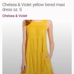 Chelsea & Violet yellow tiered maxi dress sz. S